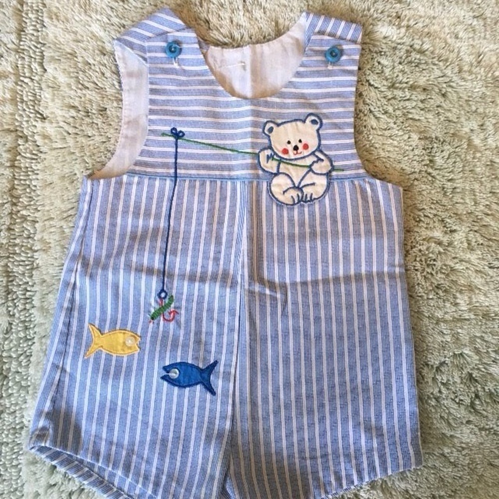 Blue and white baby romper vintage